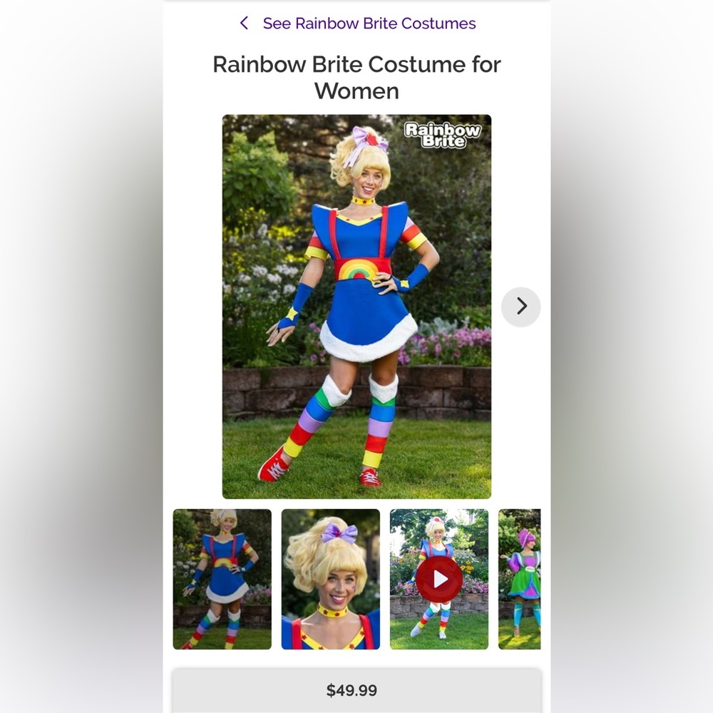 Rainbow Brite size large costume with wig (never used) and purse